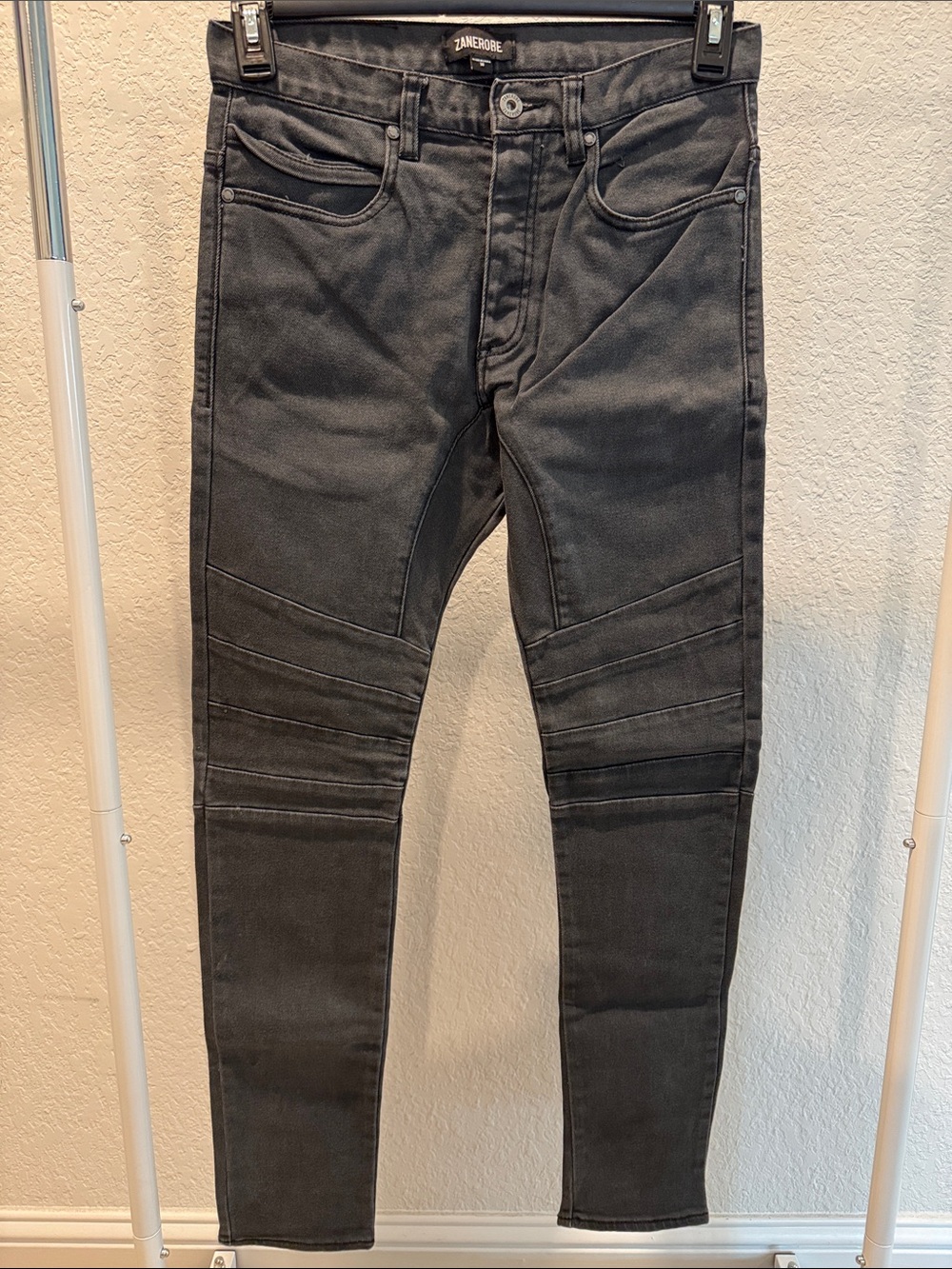 Zanerobe Men's Charcoal Moto Skinny Jeans